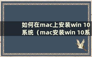 如何在mac上安装win 10系统（mac安装win 10系统详细教程）